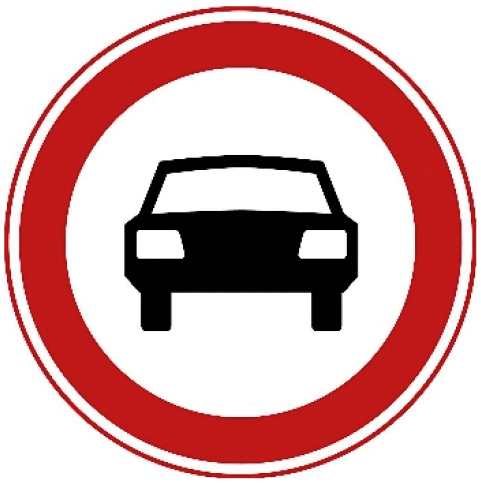 Verkeersbord C6: Gesloten voor motorvoertuigen op meer dan twee wielen