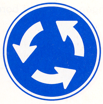 Verkeersbord D1: Rotonde; verplichte rijrichting